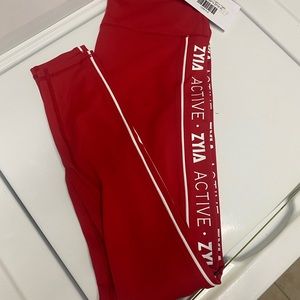 Zyia Red Logo Stripe Light N Tight Hi-Rise Legging 28”, 6-8, BNWT